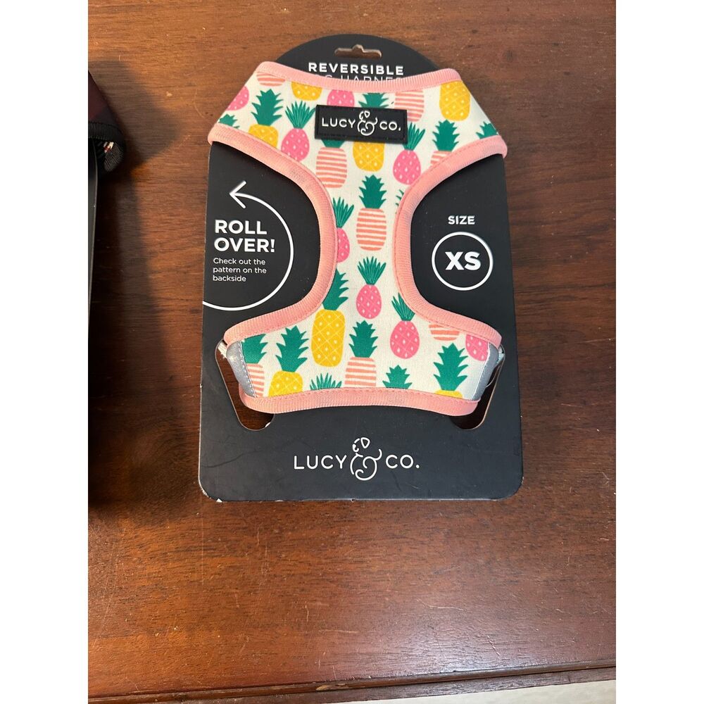 Lucy & Co. Reversible Dog Harness XS Pineapple Tropical Print Adjustable New